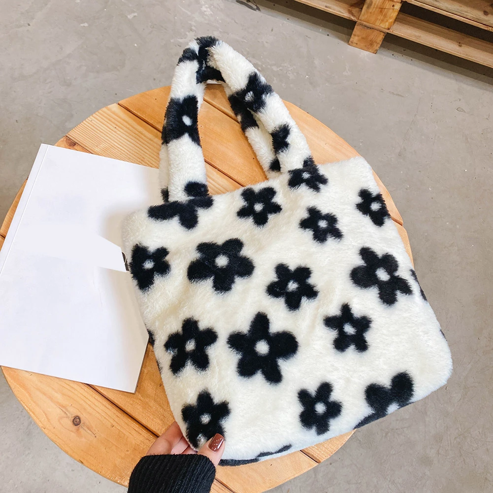 fluffy flower tote bag