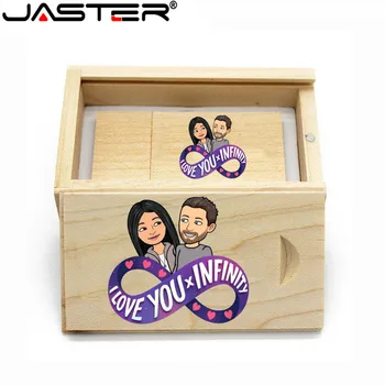 

JASTER The New wooden USB flash drive USB+box pen drive 8GB 16GB 32GB 64GB custom LOGO for photography wedding gift