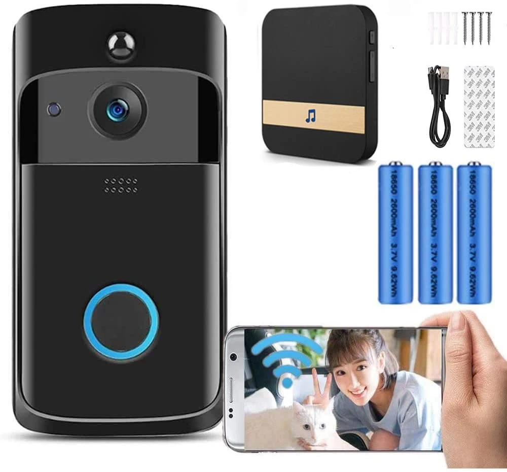 Video Doorbell Camera HD WiFi Doorbell Wireless Operated Motion Detector Audio & Speaker Night Vision for iOS&Android intercom doorbell