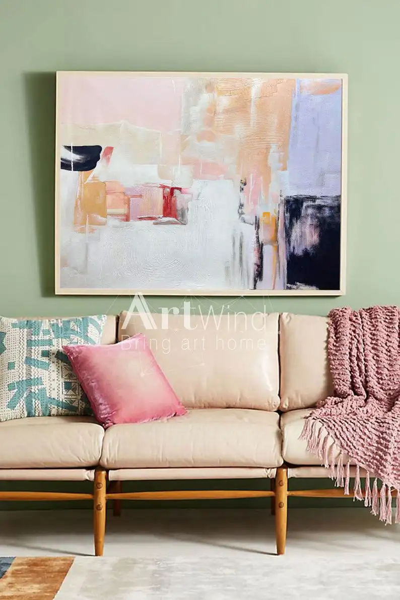 

Extra Large Abstract Oil Painting Oversize Painting Pink Painting White Painting Wall Art Abstract Painting For Living Room