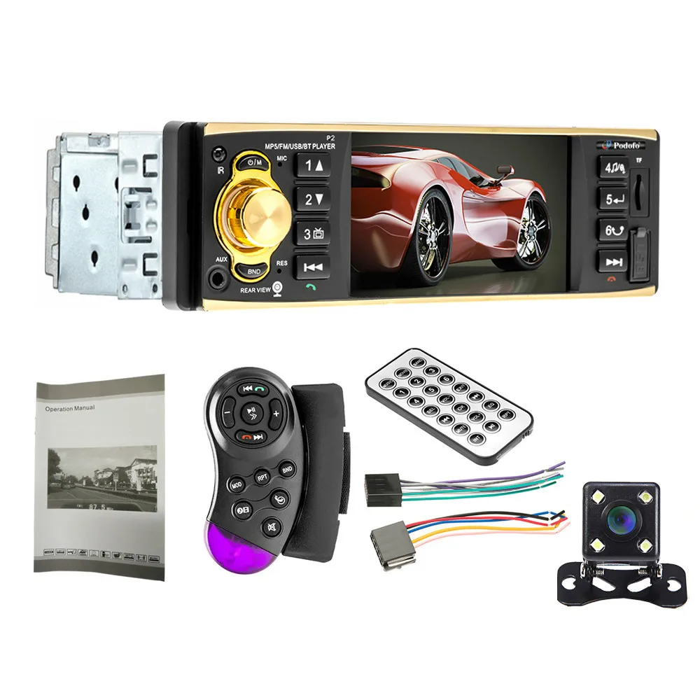 1 Din автомагнитола 4019B аудио стерео USB AUX FM Bluetooth радио станция MP3 плеер с камерой заднего вида дистанционное управление - Цвет: With 4Led camera