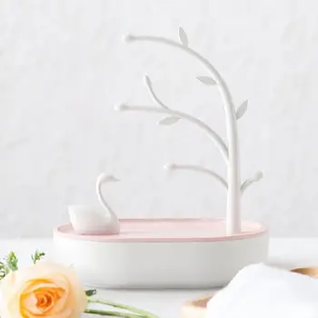 

Jewelry Display Necklace Earring Bracelet Holder Organizer Rack Tower Swan and Tree Stand Home Storage