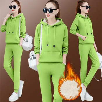 

New 2 Piece Set Women Hoodies Pant Clothing Set Warm Newest Clothes Ladies Solid Tracksuit Women Set Top Pants Suit Female