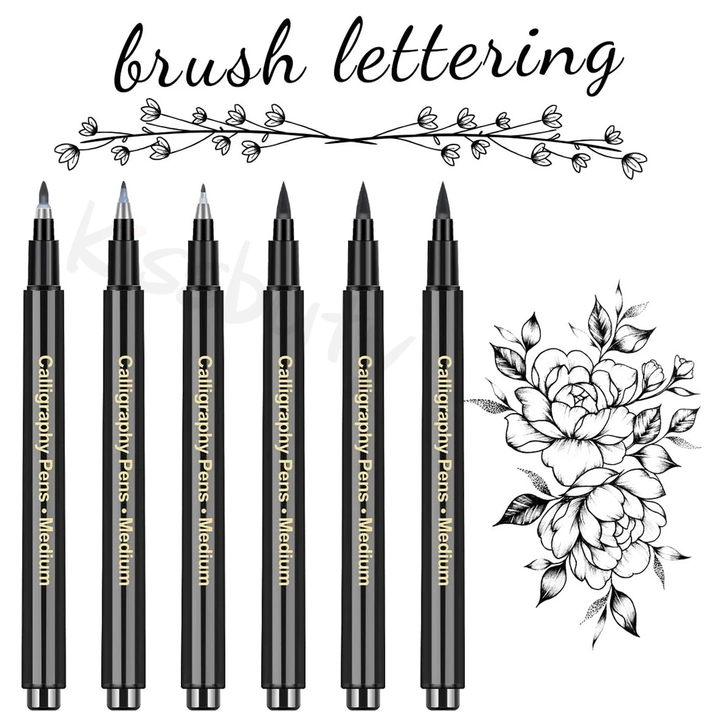 4/6Pcs Calligraphy Brush Pens Hand Lettering Pens Extra Fine