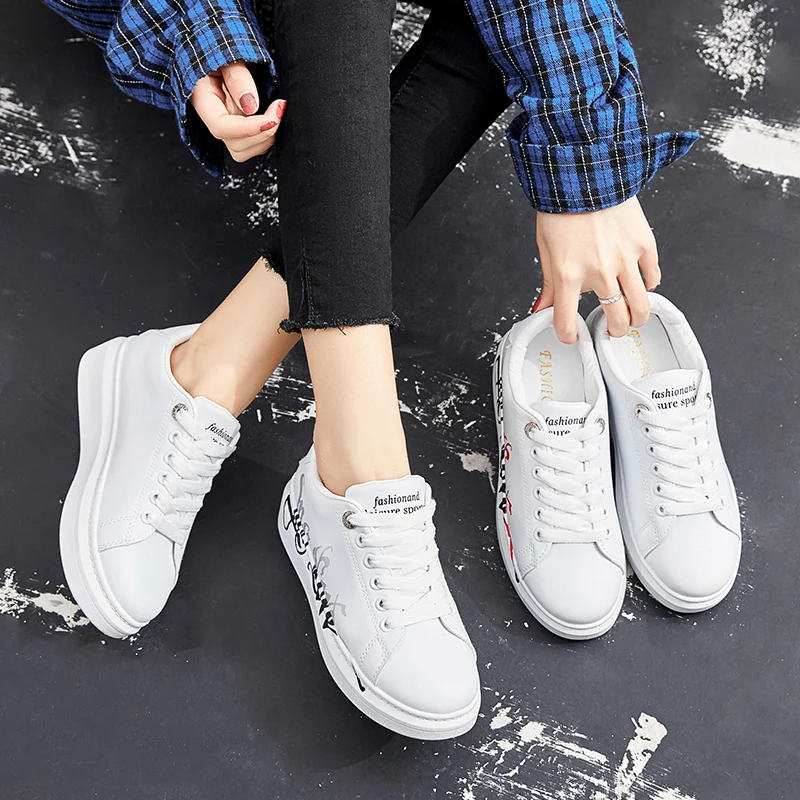 

Liren 2019 Summer New Casual Women Vulcanize Shoes Comfortable Breathable Lace-up Low Heels Round Toe Women Sport Shoes