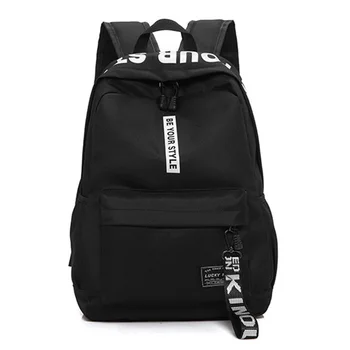

AUAU-New Casual Backpack Nylon Solid Color Student Backpack Travel Backpack Simple Shoulder Bag