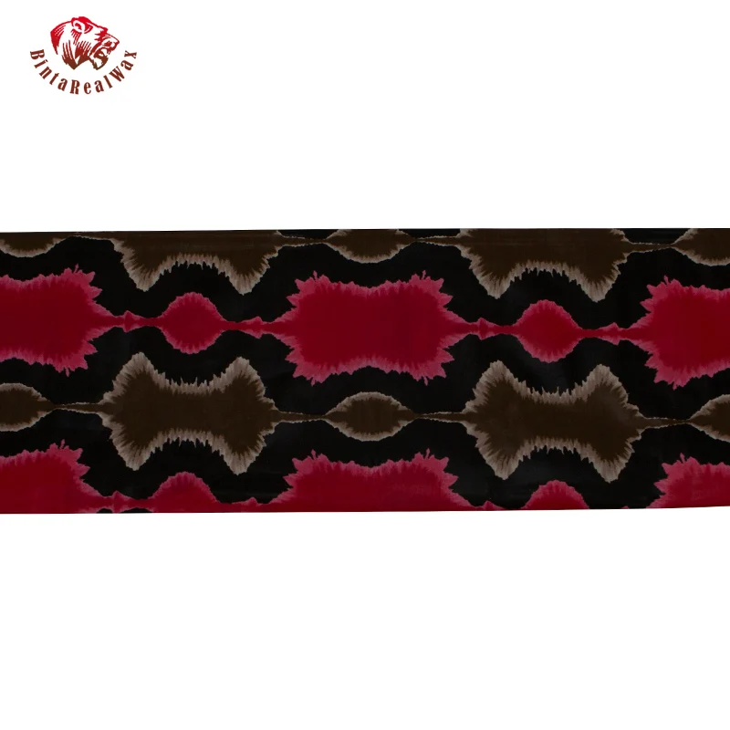 Анкара Африканский Воск печатная ткань BintaRealWax Африканский парафинированный хлопок ткань красный и черный и коричневый Анкара Африканский батик 24FS1257 - Цвет: 1