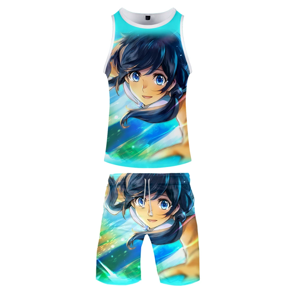 2019 new Son of the weather 3D printed casual tank top  shorts men fashion hiphop streetwear shorts set