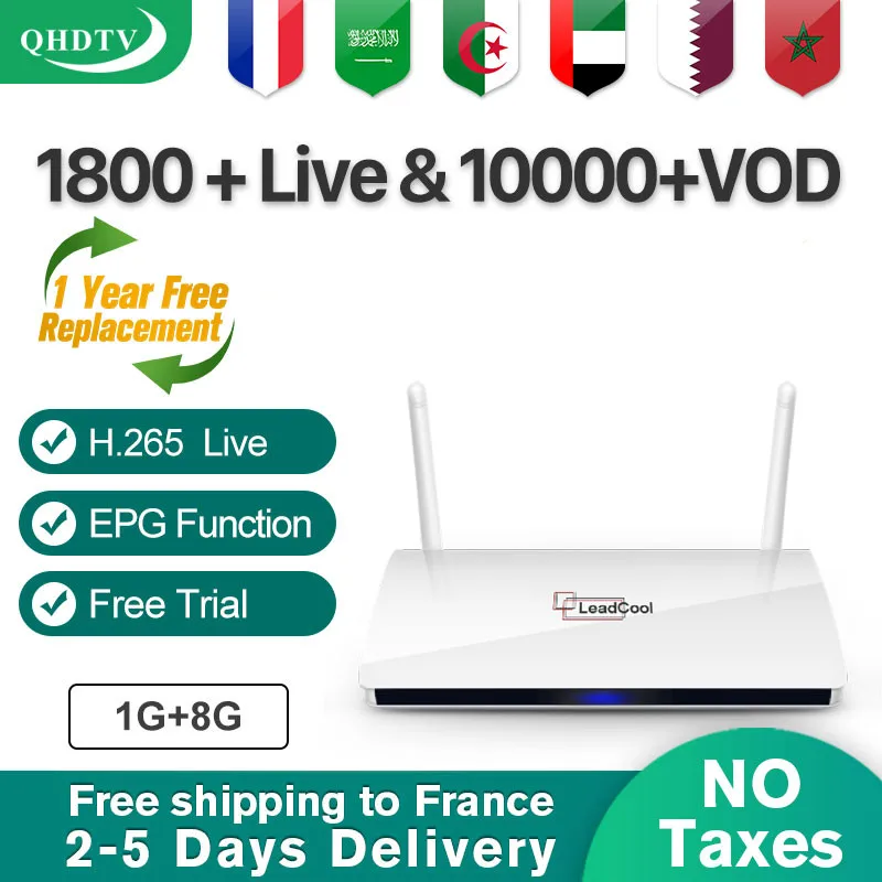 

Leadcool Arabic IPTV France 1 Year QHDTV Subscription IPTV Android 8.1 TV Box IPTV Germany French Arabic Dutch Belgium IP TV