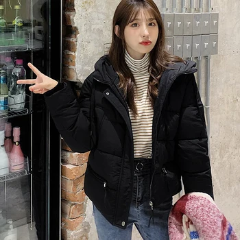 

Autumn Winter Fashion New Women Jacket Hooded Warm Cotton Coat Short Slim Thick Outwear ZF10504