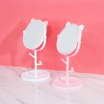 

Multi-colorful Desktop Folding Vanity Mirror Square Compact Makeup Vanity Standing Cat Ear Jewelry Box Cosmetic Mirror Dormitory
