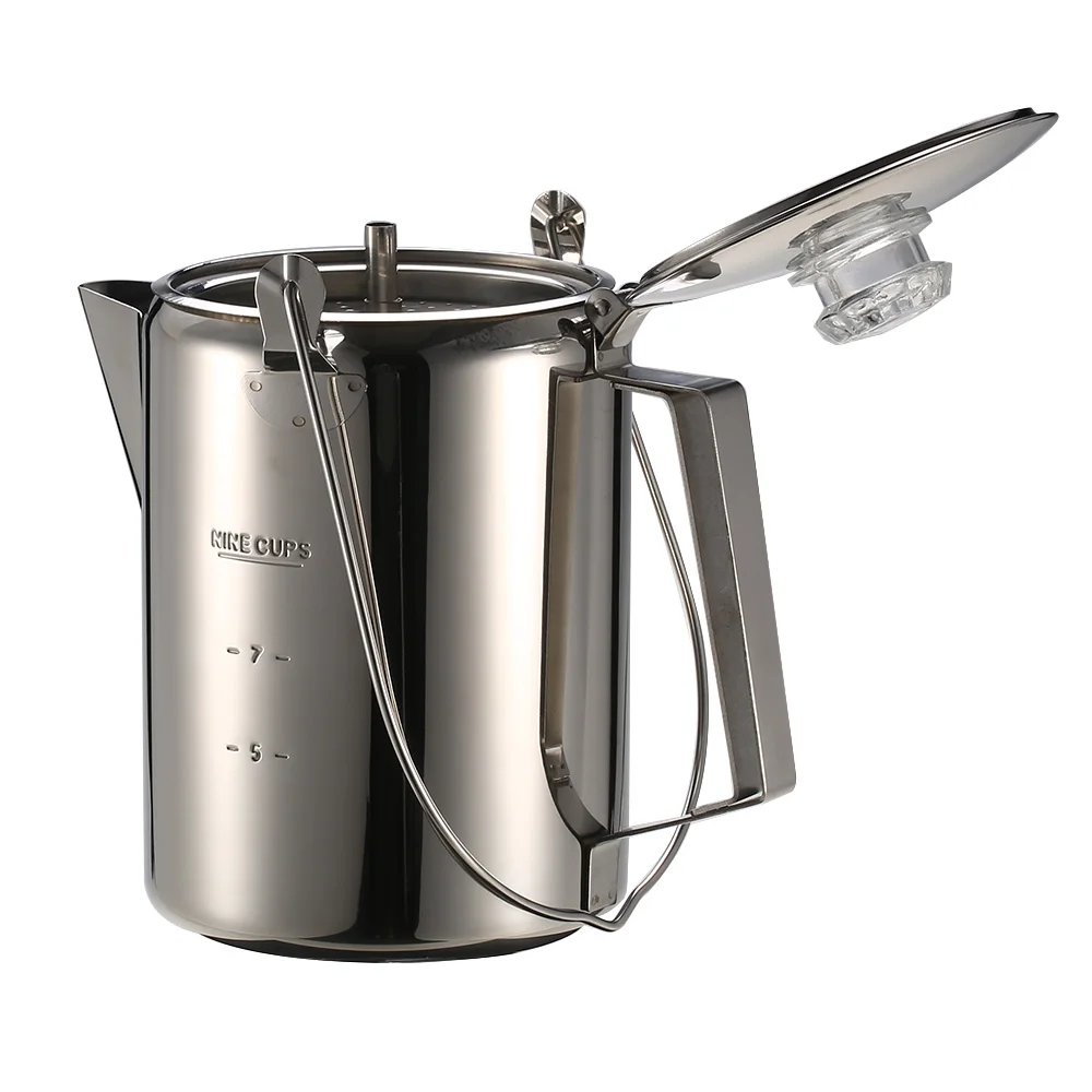 Открытый походный кофейник, 9 чашек из нержавеющей стали, кофейник, кофеварка для кемпинга, дома, кухни