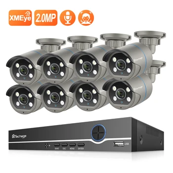 

Techage 8CH POE NVR Kit 1080P CCTV Camera System Two way Audio 2MP Outdoor Waterproof Ai IP Camera POE Home Security Video Kit