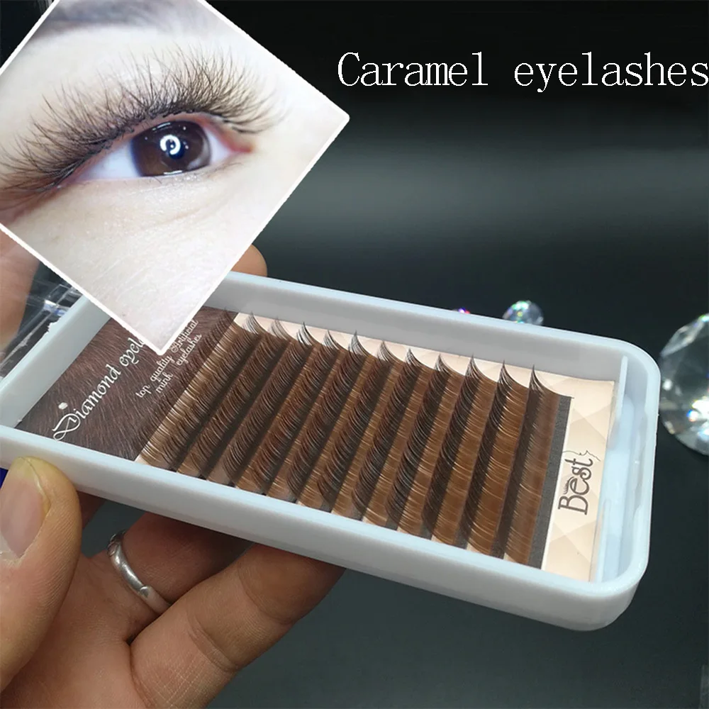 

Mojiesi Brown Eyelashes,Silk Eyelashes,Caramel Color Individual Natural Mink Eyelash Extension,Wispies Eyelashes,Natural