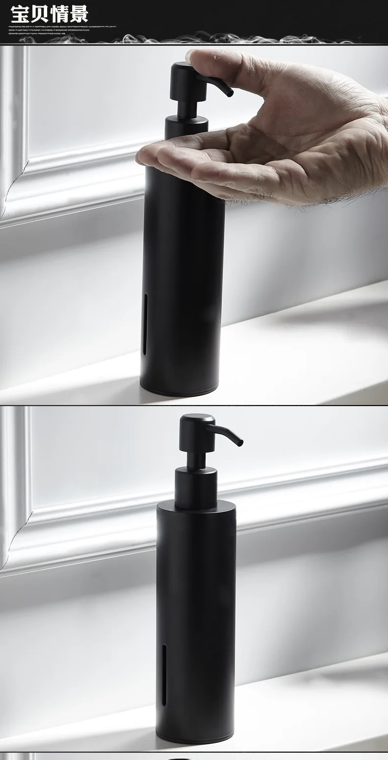 304 Stainless Steel Liquid Soap Dispenser Balck Matte Hand Sanitizer Holder Glass Lotion Dispenser Bathroom Accessories