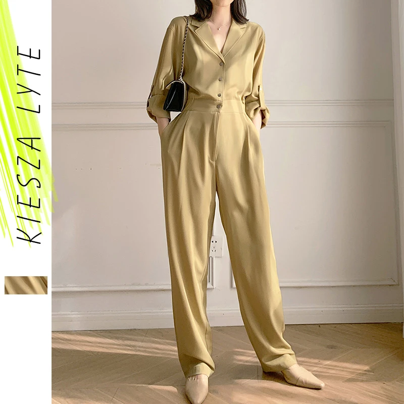 exempt Garbage can There Sexy Jumpsuit Luxury Silk Satin Solid Long Sleeve Pant Romper Playsuits  Elegant Outfit Women Chic Runway Clothing Streetwear - Jumpsuits -  AliExpress