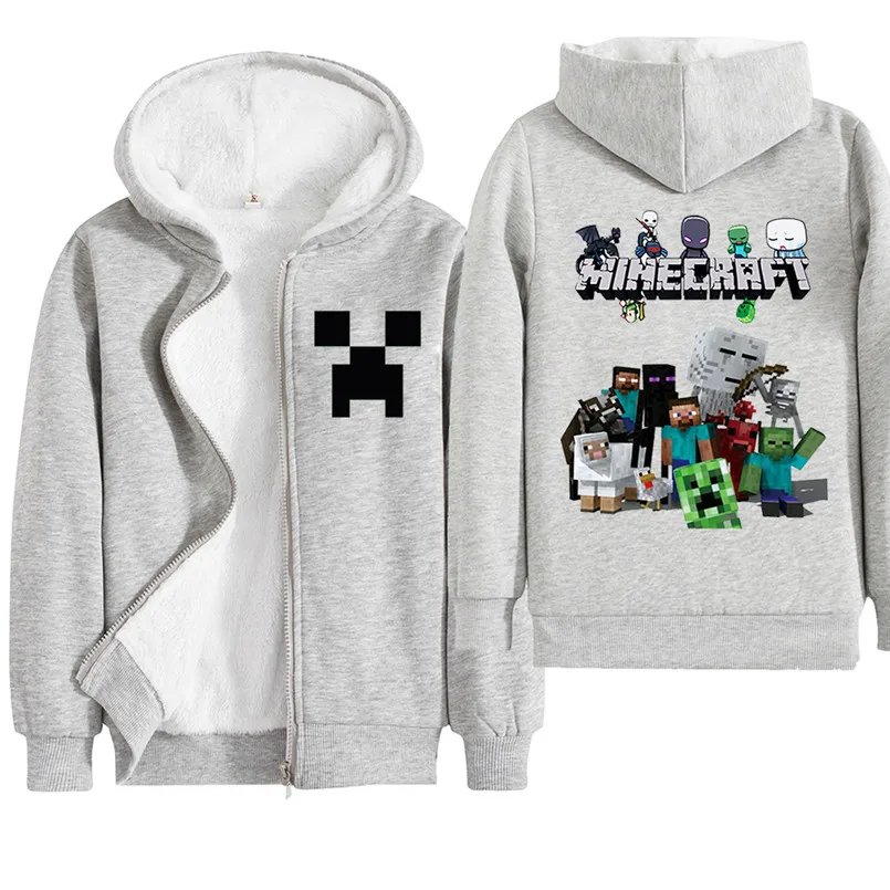 Зимняя Вельветовая куртка в стиле Minecraftshirt; одежда для маленьких девочек и мальчиков; костюм с капюшоном; детская футболка; Пальто с героями мультфильмов; Рождественский Свитшот