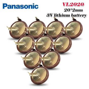 

10PCS/lot 100% Original Panasonic VL2020 2020 Rechargeable Battery for car key remote Button Battery with 90 degrees pins