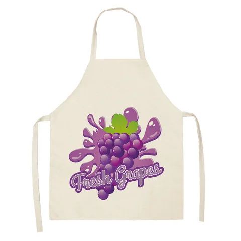Fruit Pattern Linen Hand Wipe Sleeveless Waist Apron Home Decor Kitchen Baking Cleaning Tool Anti-stain Dining Workwear