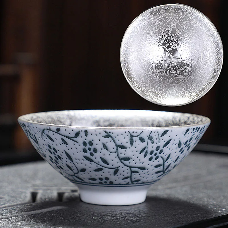 Высококачественная Посеребренная керамическая чайная чашка посуда китайский чайный набор кунг-фу чайная чашка чашки фарфор для Пуэр Улун чайная керамическая чашка