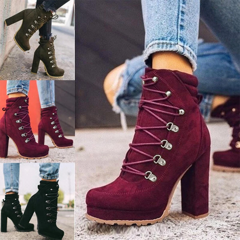2021 frauen Flock Niet Platz High Heels 