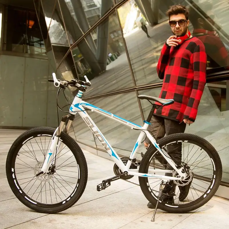 High-Grade 26-Inch Mountain Bike Taiwan Miniature Rotary 27-Speed Bicycle Disc Brake Aluminum Alloy Front Lock Fork Fat Bicycle