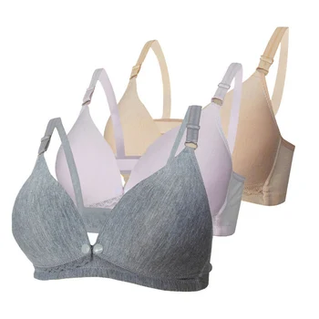 

Maternity Underwear Solid Nursing Bra Breastfeeding Bra Front Opening Buckle Wire Free S7JN