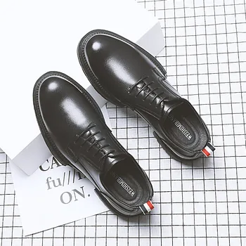 

British fashion men's genuine leather shoes black gentleman platform formal dress shoe comfortable sneakers chaussure homme male