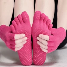 Женские спортивные носки для фитнеса, Нескользящие перчатки с пятью пальцами+ носки с пятью пальцами, домашние спортивные хлопковые Стрейчевые короткие носки для фитнеса, 2 шт