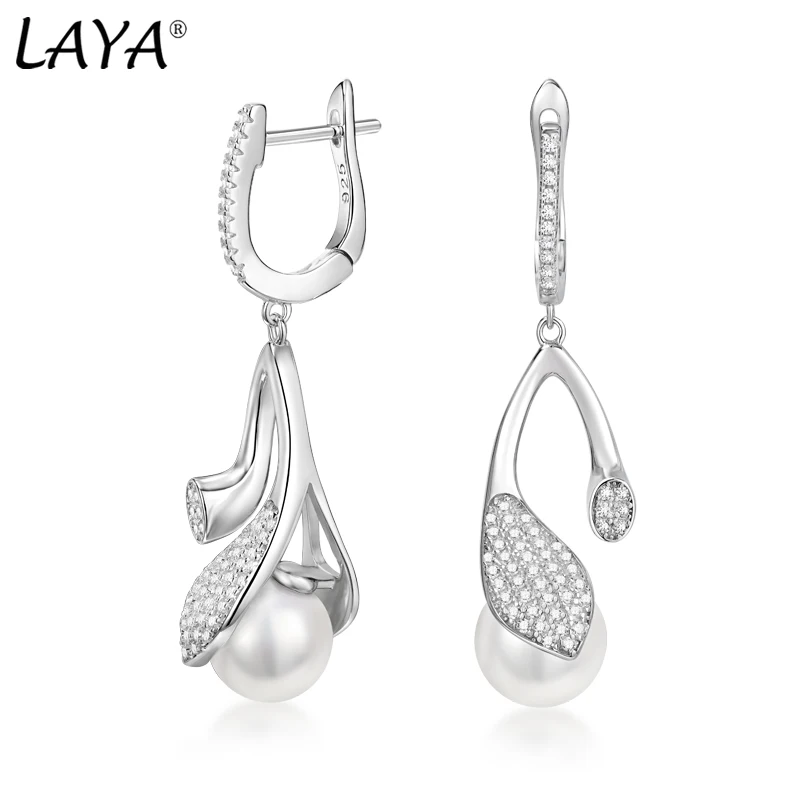 

Laya Natural Freshwater Pearl Earrings For Women Pure 925 Sterling Silver High Quality Zircon Original Modern Jewelry 2022 Trend