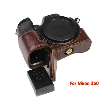 

Genuine Leather Case camera bag cover for Nikon Z50 Z-50 half shell protector with Battery Opening