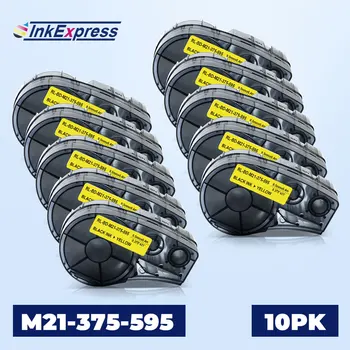 

10PK M21 375 595 Label Tape 9.5mm M21-375-595-YL Labels Vinyl Label Cartridge For Brady BMP21-PLUS BMP21-LAB IDPAL Label Maker