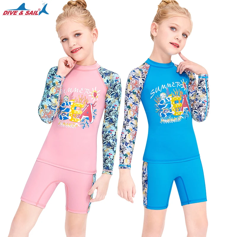 Two Piece Swimsuit Long Sleeve Rashguard Shirt Shorts Sun Uv Protection Swimwear Bathing Suits Boys Girls Aliexpress Sports Entertainment