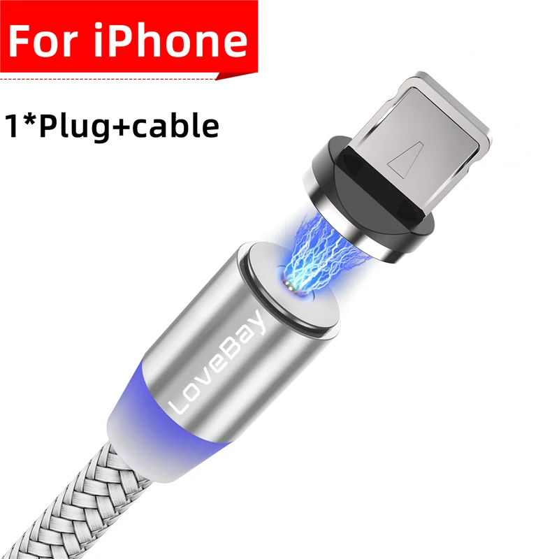 Lovebay 3 м Магнитный Micro USB кабель для iphone samsung huawei Xiaomi телефон тип-c кабель магнит зарядное устройство провод шнур Быстрая зарядка - Цвет: Silver For iphone