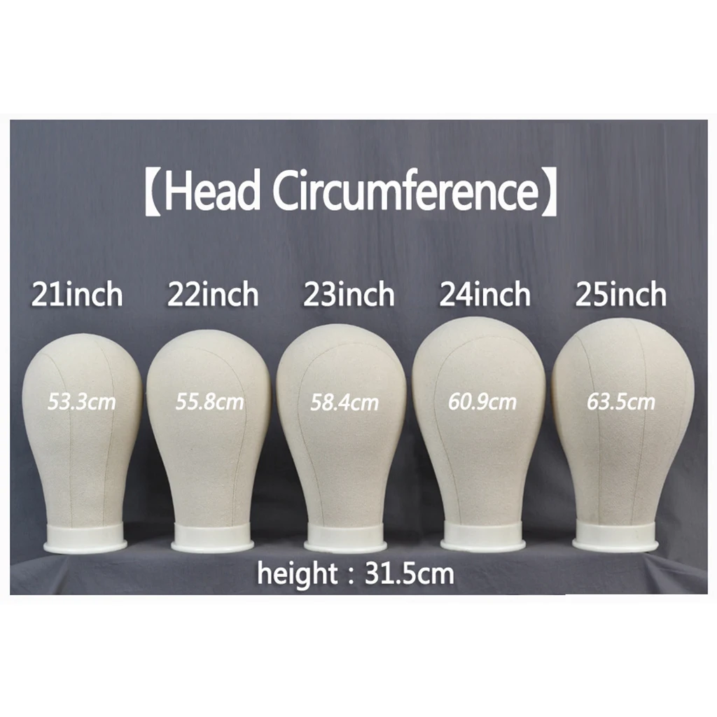 Wig Head Cork Canvas Mannequin Head with Stand for Wigs Display Manikin Head Wig Stand Display Holder Stand Model 21-25''