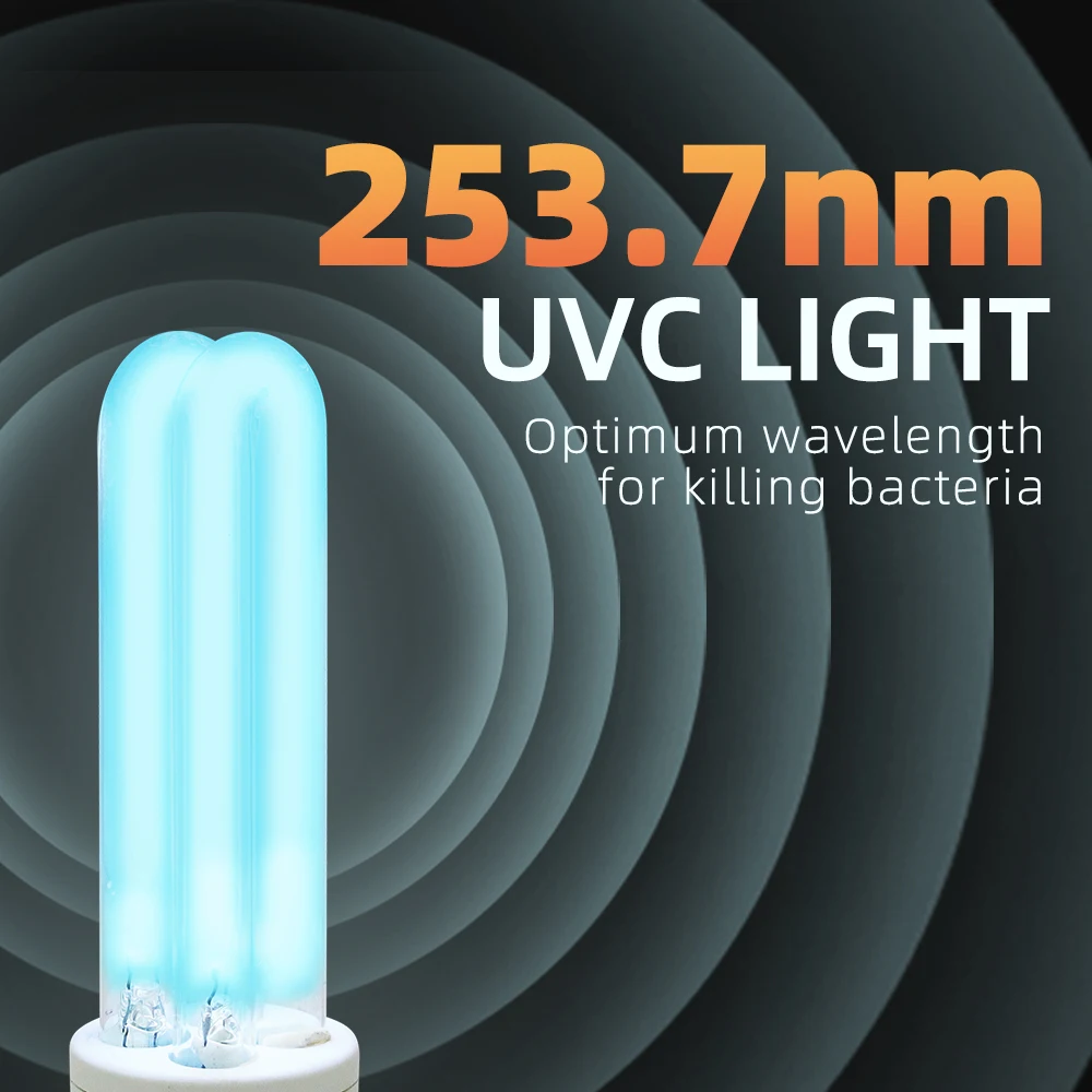 UV Disinfection Lamp Ozone Free Ultraviolet Sterilizing Bulbs UVC AC220-240V 15W E27 253.7nm