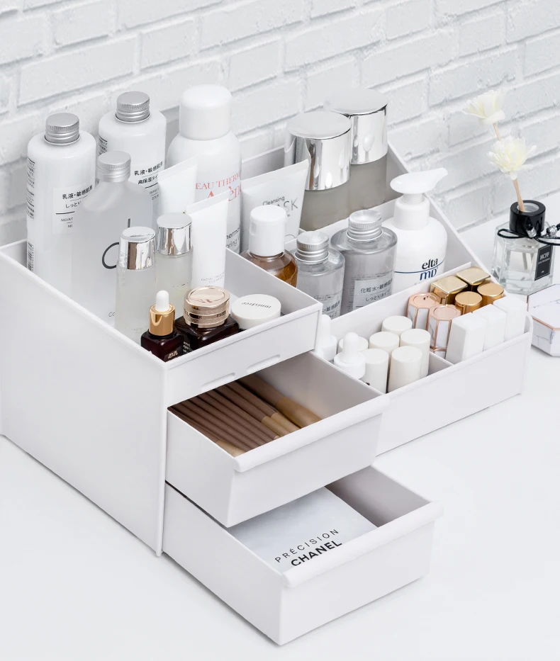 Large Capacity Cosmetic Storage Box Makeup Desktop Jewelry Nail Polish Lipstick Rangement Container Desktop Drawer Organizer