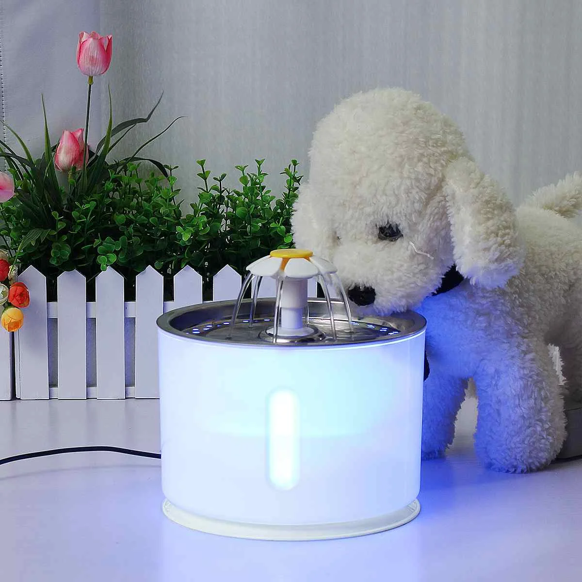 2.4L Pet Automatic Water Dispenser LED Visual Cat Dog Intelligent Infrared Induction Automatic Water Cut-off And Power Cut-off