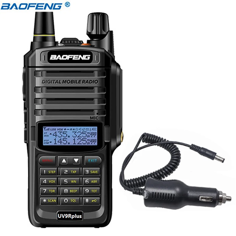add car charger Baofeng UV-9R plus Водонепроницаемая портативная рация высокой мощности CB Ham 20 км дальность действия UV9R портативная двухсторонняя рация для охоты - Цвет: add car charger