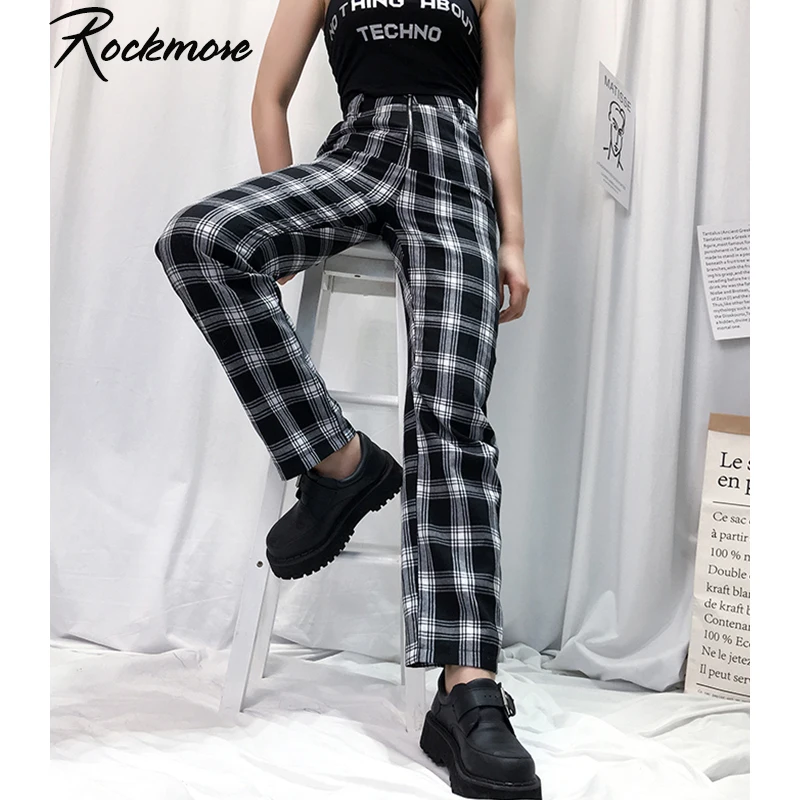 Rockmore Plaid Bodycon Joggers Flare Pants Women Harajuku Boot Cut Streetwear Trousers Checkered High Waist Pants Sweatpants Rockmore Plaid Bodycon Joggers Flare Pants Women Harajuku Boot Cut Streetwear Trousers Checkered High Waist Pants Sweatpants