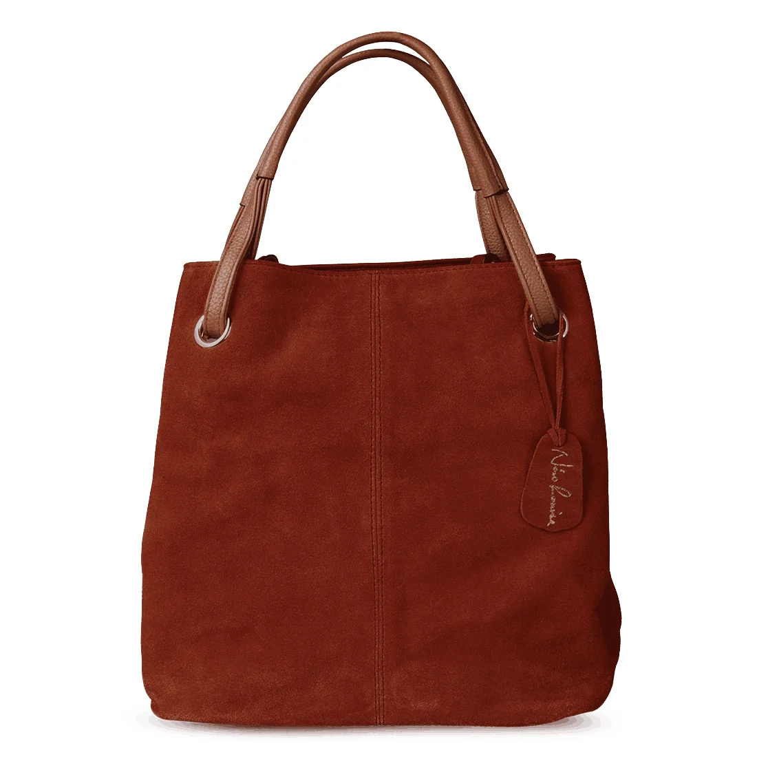 Nico Louise Women Real Split Suede Leather Tote Bag,New Leisure Large Top-handle Bags Lady Casual Crossbody Shoulder Handbag - Color: Light Brown