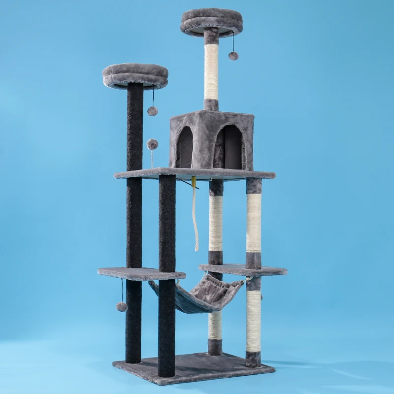 

Cat'S Tree Scratcher Tower Condo Furniture Scratch Post Cat Jumping Toy Kitten Pet House Hammock With Ball