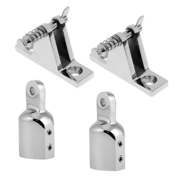 

316 Stainless Steel Deck Hinge Boat Bimini Top Fitting 90 Degree Quick Release Pin + (Pack 2) 1 Inch 25mm Eye End Cap