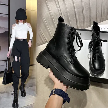 

Women's Martin Boots 2020 Autumn Casual Snow Boots New Platform Platform Shoes Warm and Comfortable Short Boots Q13-06
