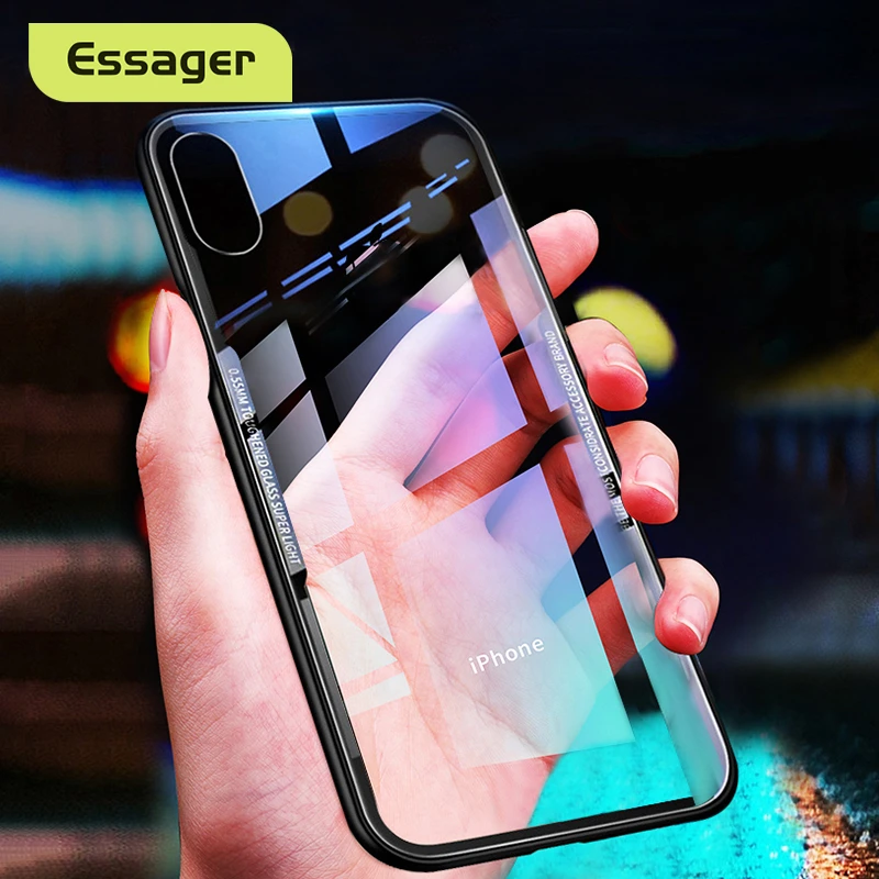 Essager Glass Phone Case For Iphone Xs Max Xr X S R 10 8 7 Plus Luxury Clear Back Cover For Iphone Xsmax 8plus 7plus Coque Funda Phone Case Covers Aliexpress