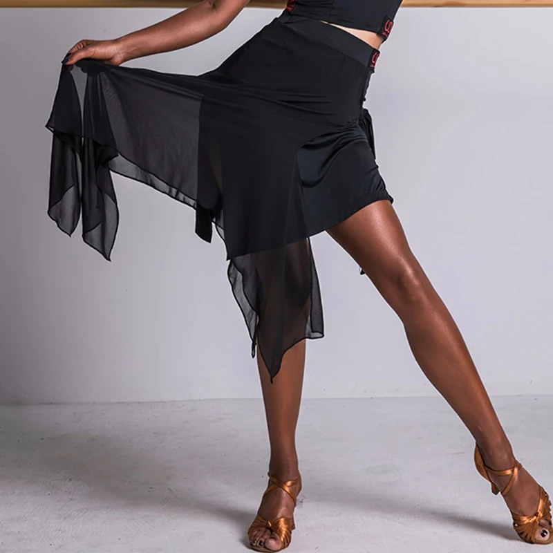 Модная юбка для латинских танцев для женщин ча танго сальса самба румба тренировочное танцевальное платье одежда для бальных танцев современное, для танцевальных выступлений наряд DC2665