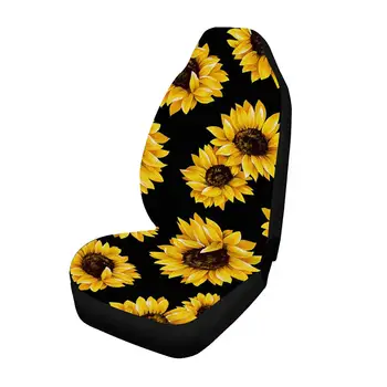 

1 Pack Universal Black Polyester Car Seat Cover Sunflower Front Cushion Protector
