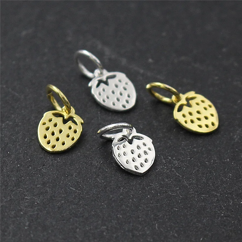 

Real 925 Sterling Silver Accessories Strawberry Pendant Charm DIY Bracelet Earring Pendant Necklace Fine Jewelry Finding A0240