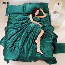 New2020 100% seda satinada pura ropa de cama conjunto textil hogar rey cama de tamaño de cama funda nórdica hoja plana fundas de almohada venta al por mayor