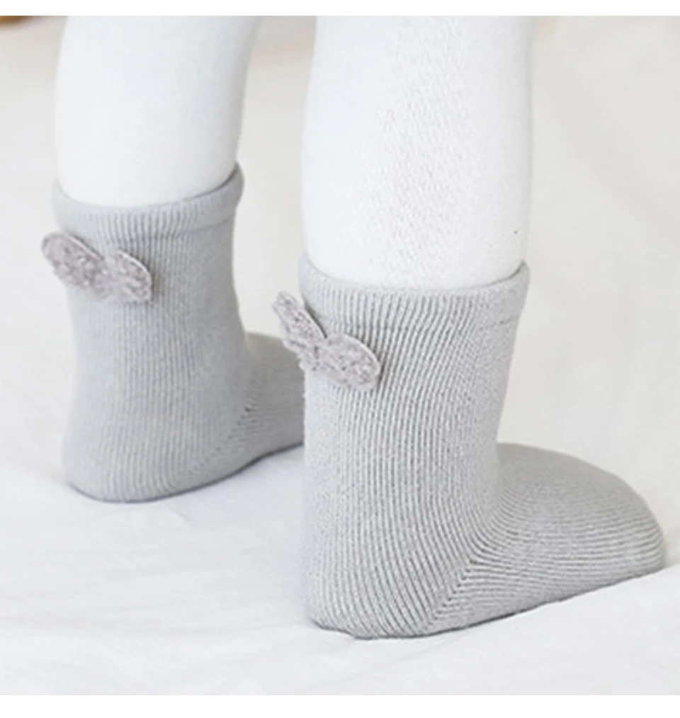 3 шт., осенне-зимние носки для новорожденных хлопковые носки для мальчиков и девочек толстый декоративный Противоскользящий носок с рисунком, махровые носки без пятки